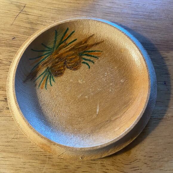 Vintage Wooden Pine Cone Pinecone Carved Serving 7 Pieces Vermont - Picture 9 of 10